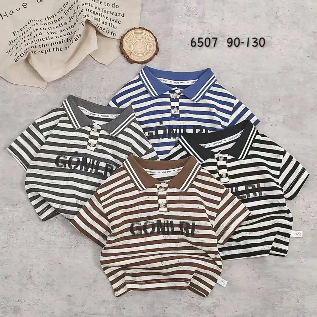 [250056507413] GOMLRI条纹短袖polo衫 (黑色)