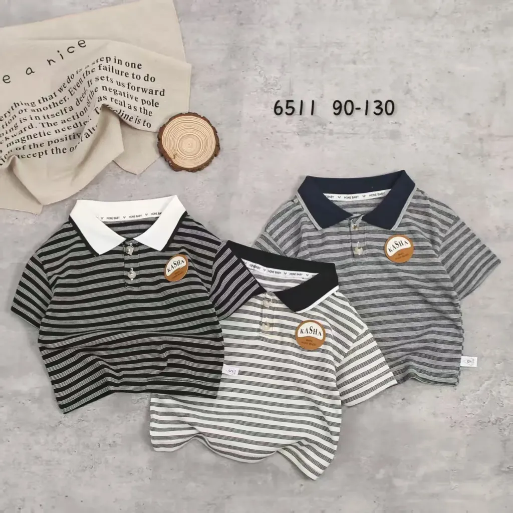 [250056511113] KASHA标条纹短袖polo衫 (白色)