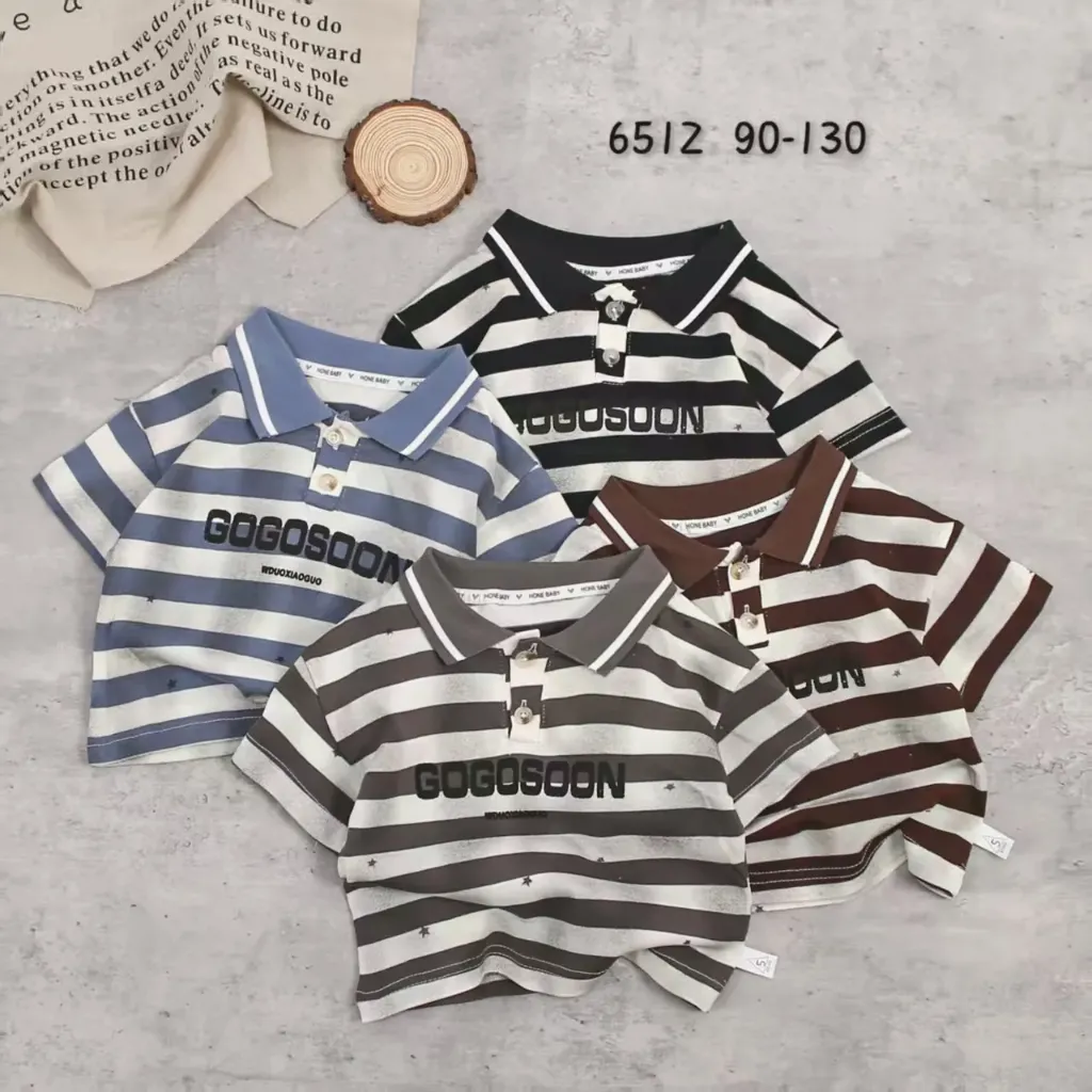 [250056512313] GOGOSOON条纹短袖polo衫 (红色)