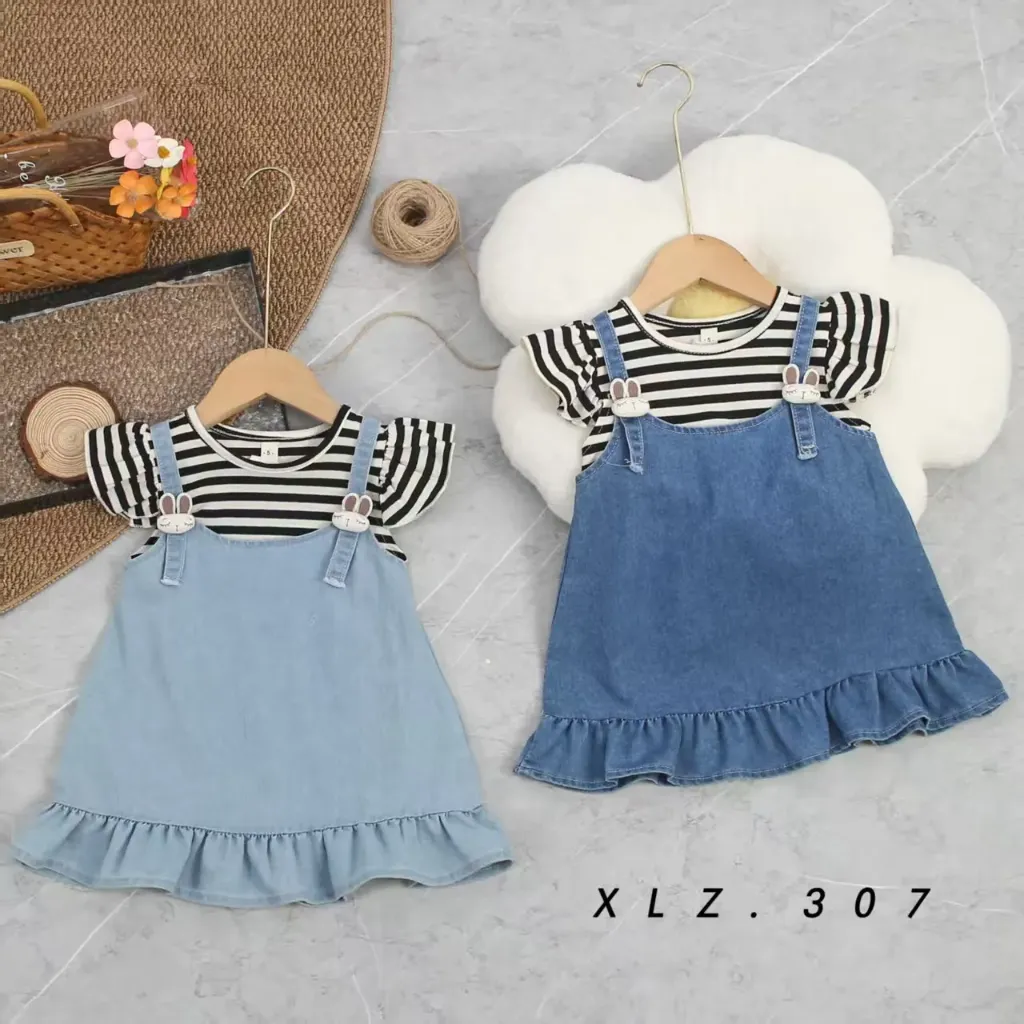 兔子格子牛仔裙