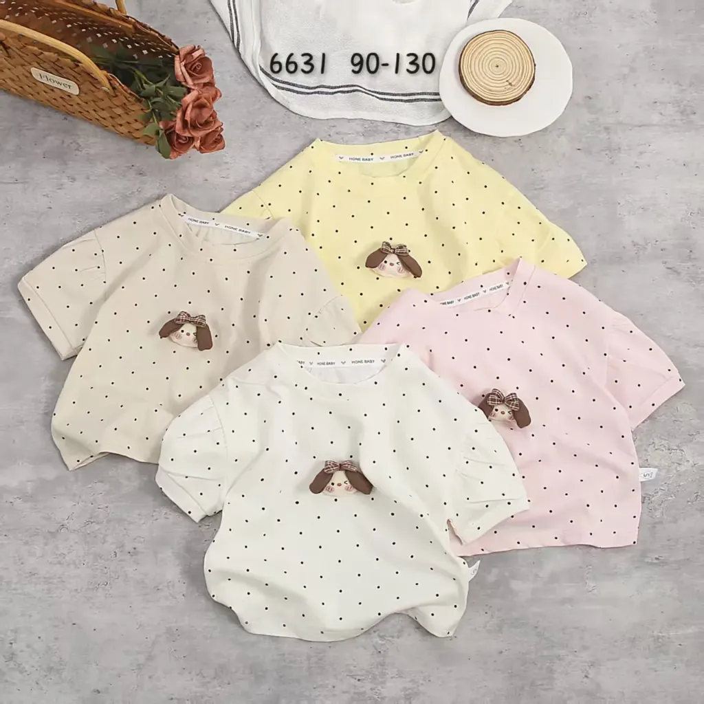 满印点蝴蝶结狗短袖