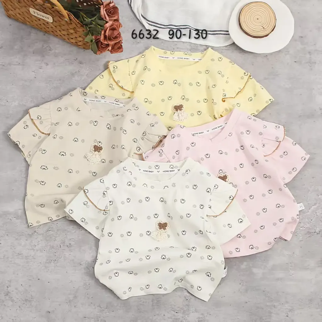 满印点蝴蝶花短袖