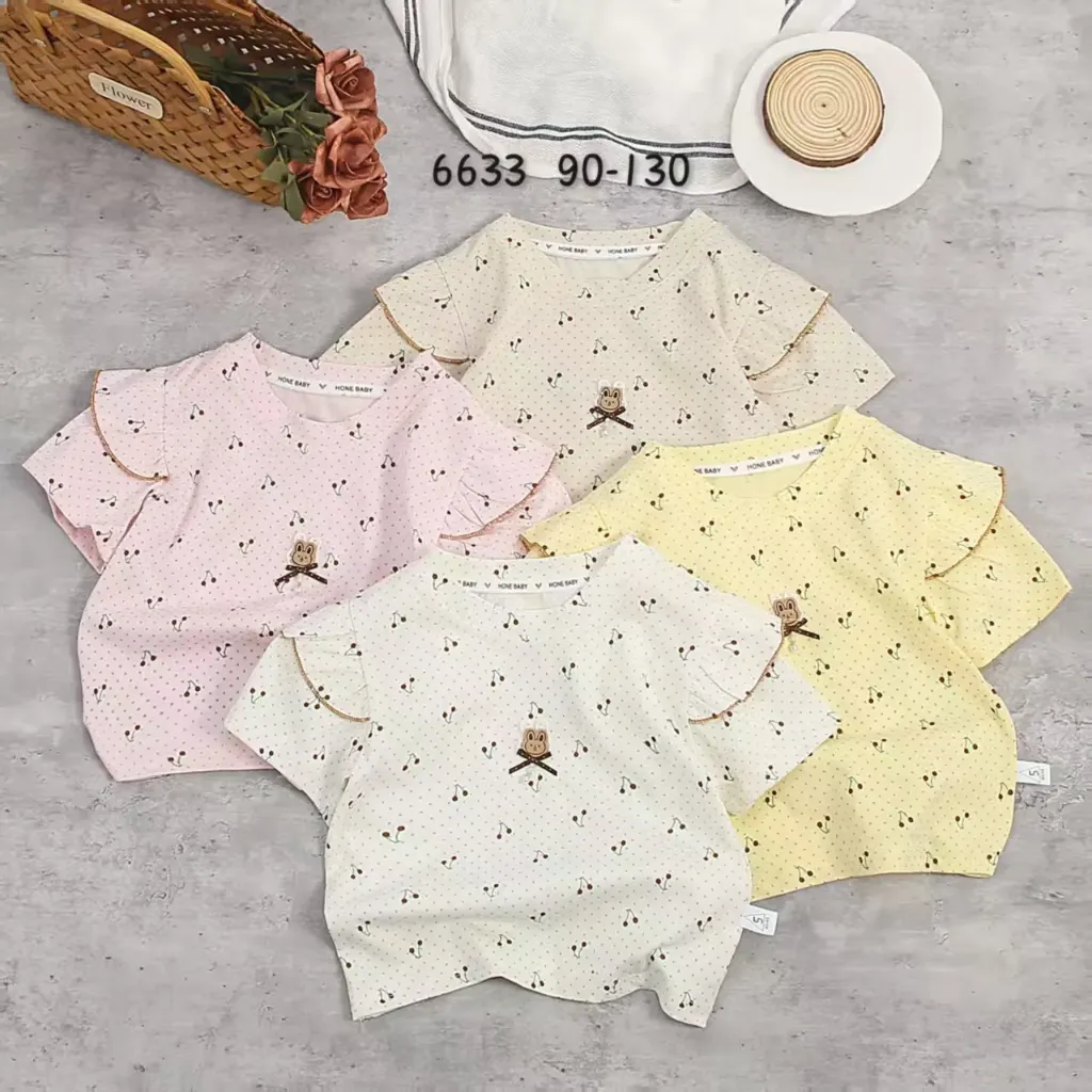 满印樱桃小兔短袖