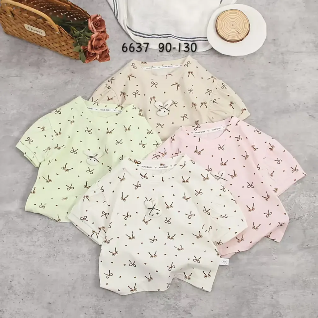 满印蝴蝶结蝴蝶兔短袖