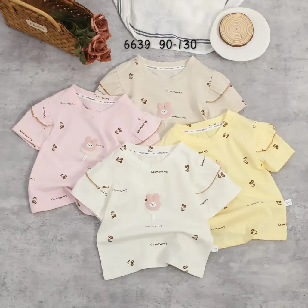 满印樱桃字母兔短袖