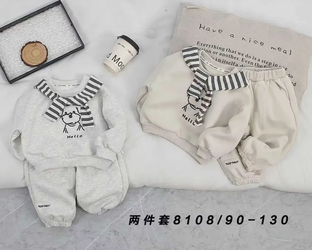 hello小狗条纹巾二件套