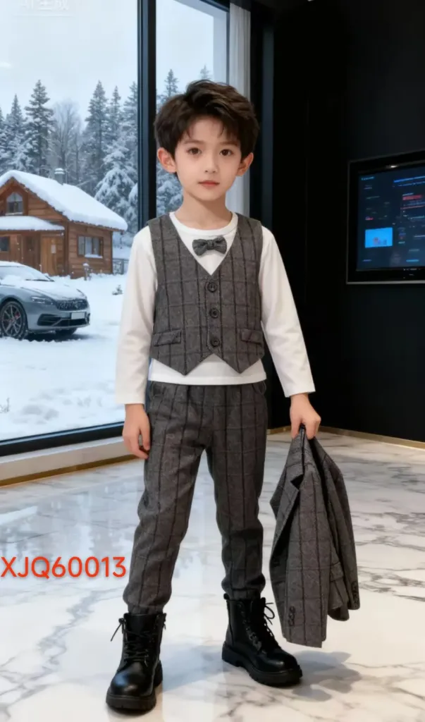 [250110013157] 二扣大格子西装四件套