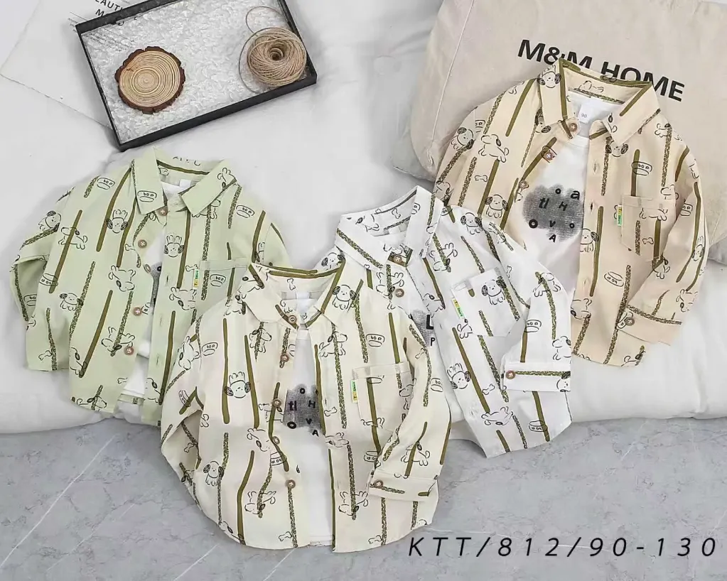 满印大象竖纹小狗衬衫