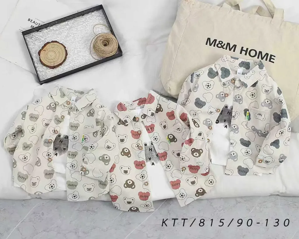 满印Happy熊头衬衫