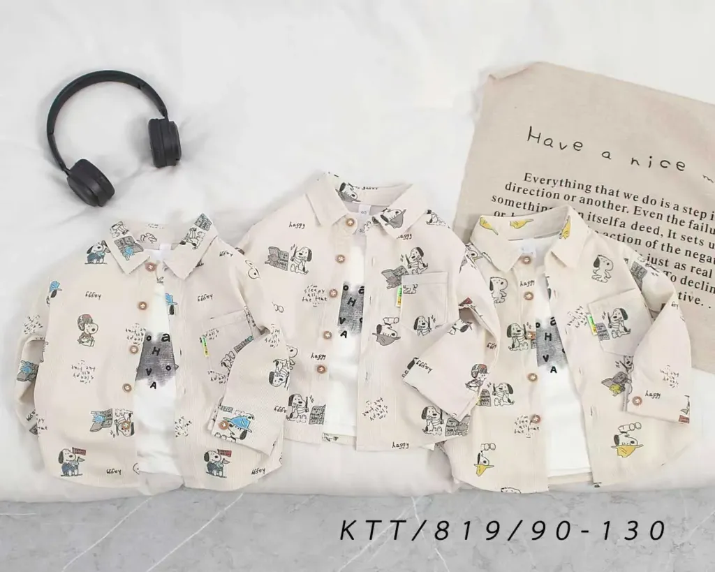 满印happy看书小狗衬衫